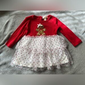 Nannette Red Dress with Gingerbread Applique
